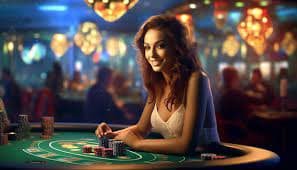 Dealer profesional di studio live casino gempa777 sedang memandu permainan baccarat